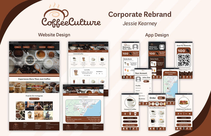 Coffee Culture Web &amp; App Redesign - Illustrator, InDesign &amp; Adobe XD