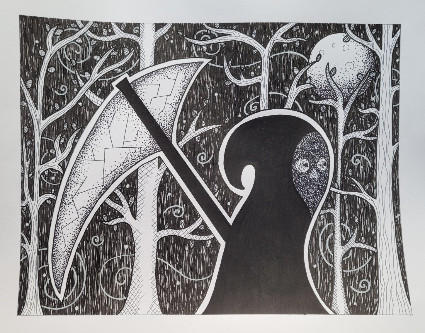 The Reaper - 2023 - Fine Liner, Ink & Marker on Paper